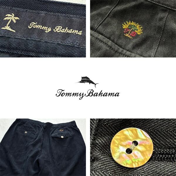1点物◇トミーバハマTOMMY黒シルク素材ショートパンツ古着レディース14