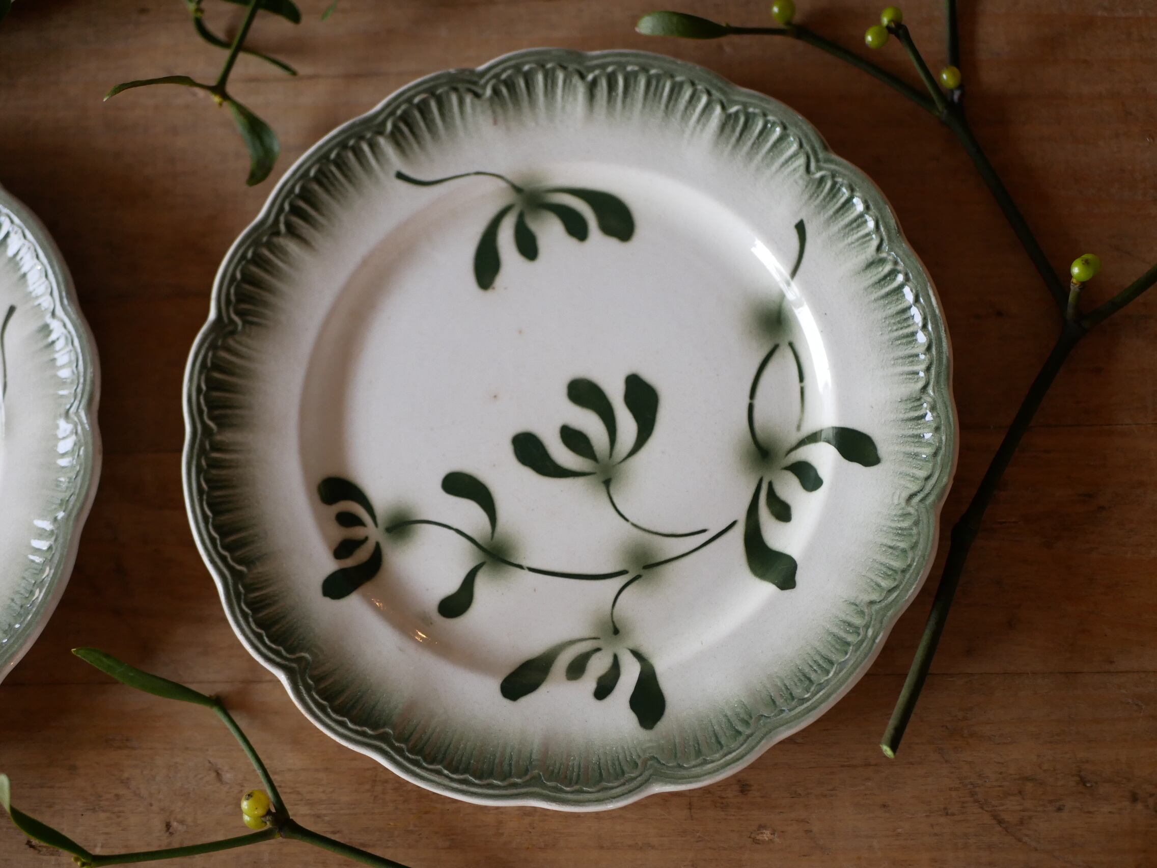 宿り木 ヤドリギ アンティークプレート デザートプレート ブロカントの