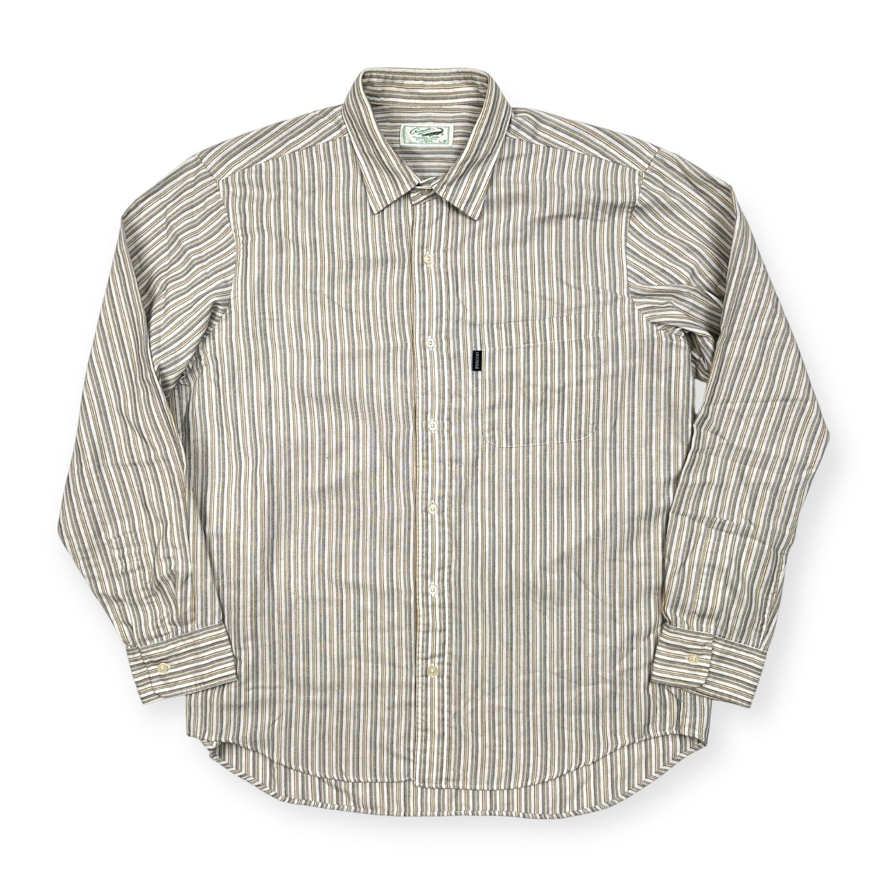 CROCODILE クロコダイル ストライプ柄 長袖シャツ サイズ L /メンズ/ホワイト×イエロー×ブルー系