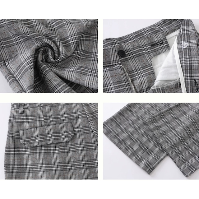grey check tuck pants　グレーチェックタックパンツ　J2121
