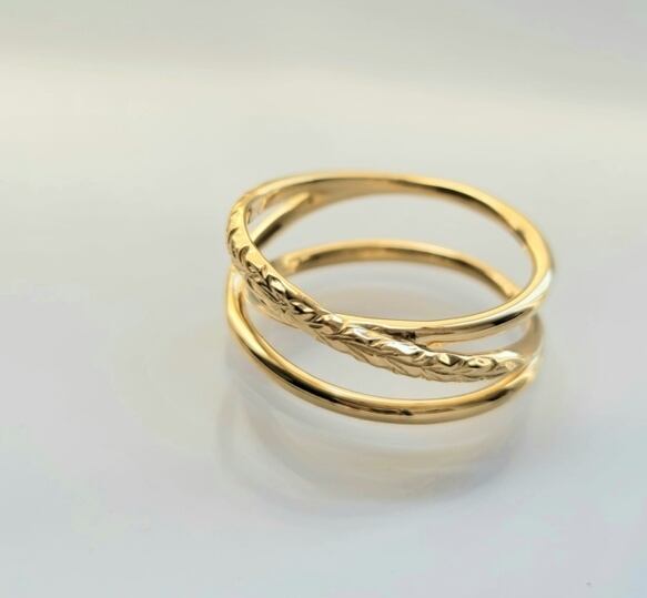 マイレのトリプルエッジ透かし ハワイアンリング ゴールド ハワイアンジュエリー《送料無料》