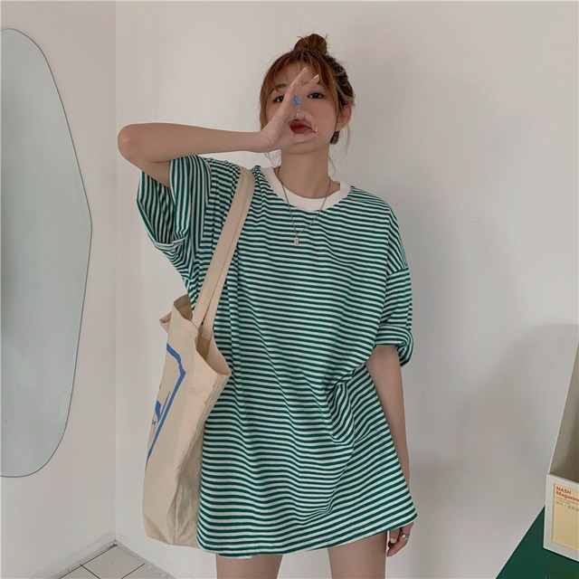 ストライプカラーTシャツ サマールーズカジュアルコート 夏物 クレセントシティ26267260322