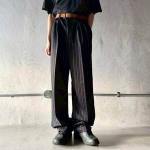 -VIRGOLA- ~90's multi tuck stripe wide slacks