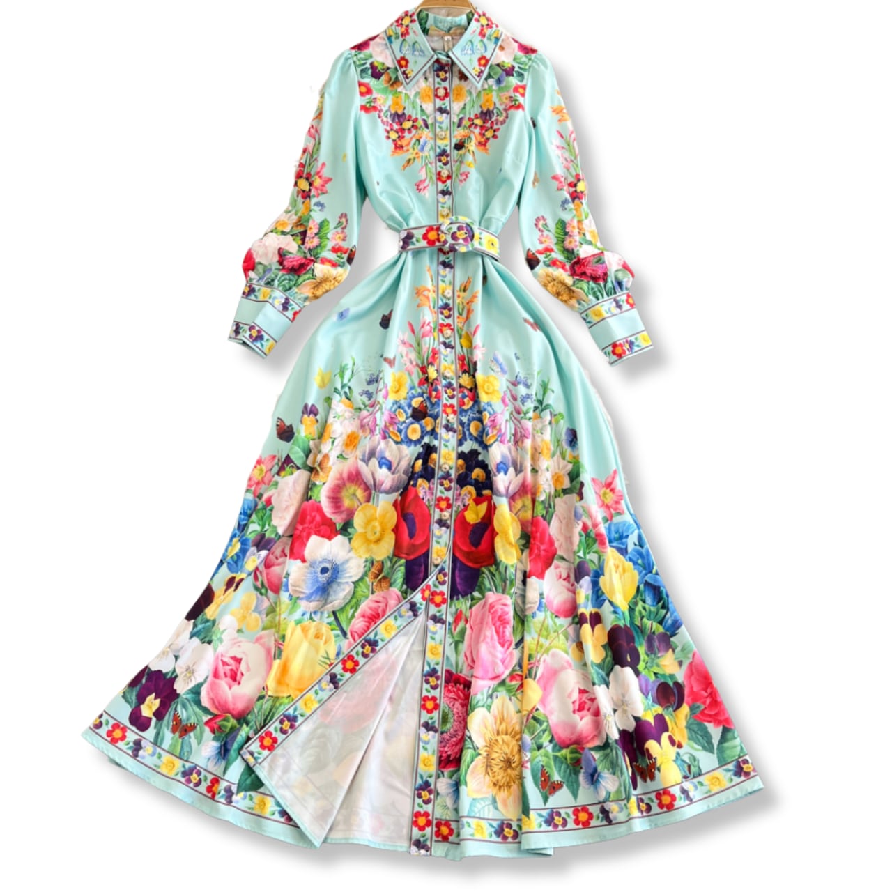 フラワーオーナメントシャツワンピース L1879