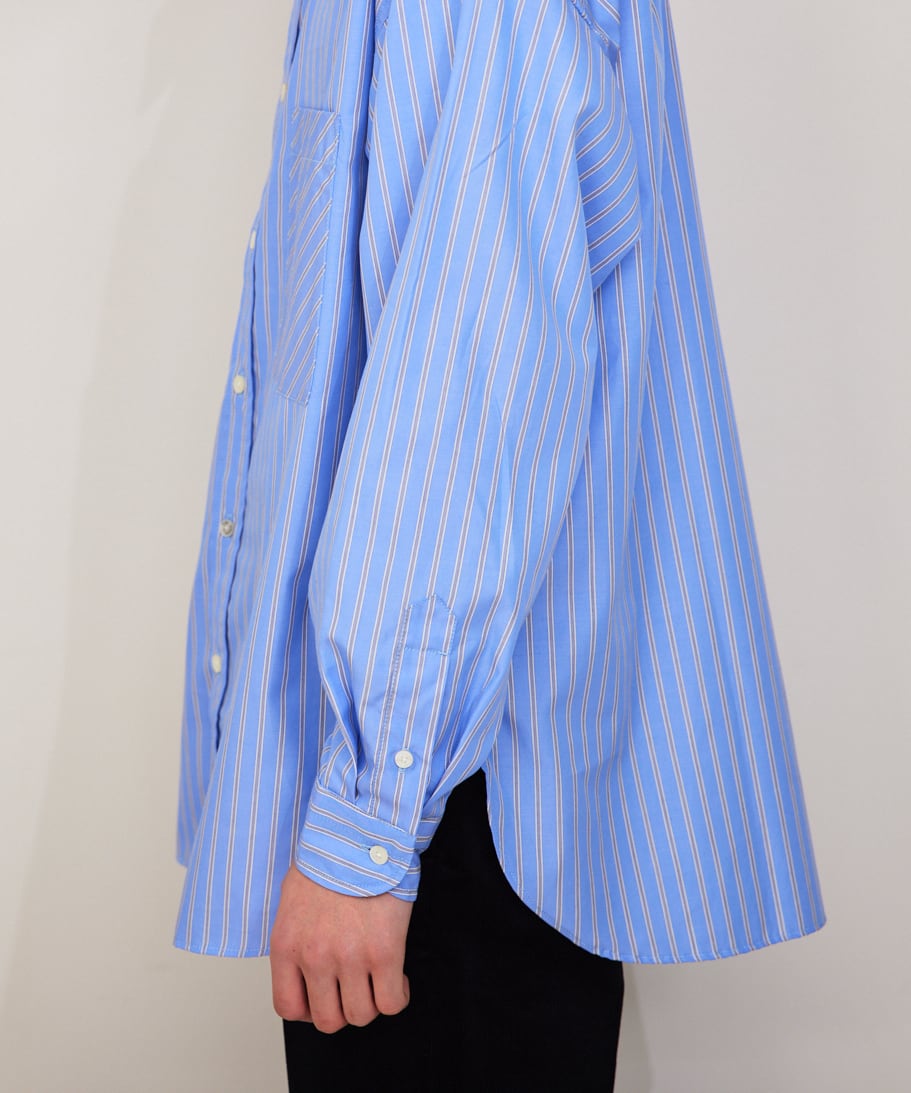 CTTN STRIPE BIG SHIRT / 綿ストライプBIGシャツ (WHITE) | KICS