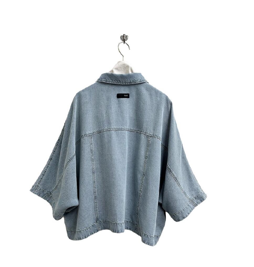 空色 新作ayane テンセルデニムポンチョ 38 予約販売] ayane アヤン テンセルデニムショート丈シャツ 826503 (4/中