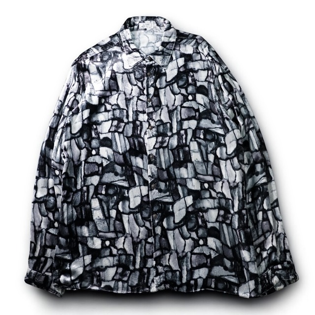 "GIANNI VERSACE" vintage velvet whole pattern shirt "made in ITALY"