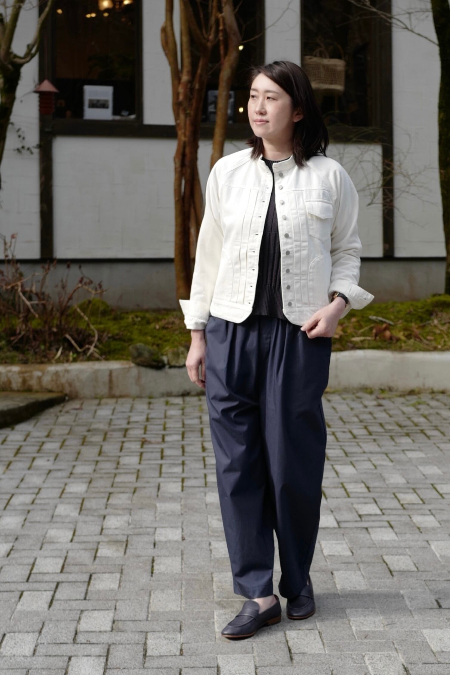 Si-Si-Si comfort｜BASIC DENIM JACKET （Gジャン）-White | robin ASO