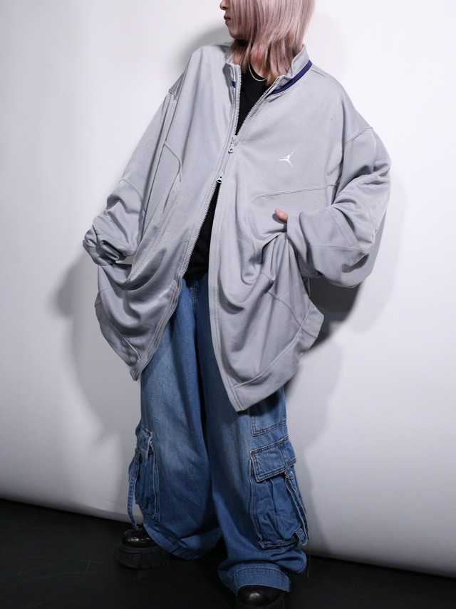 "JORDAN"  gray × violet good color over silhouette double -zip track jacket