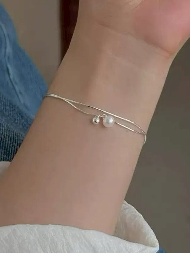 《即納》pearl twin bracelet
