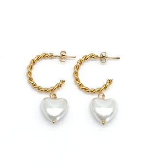 HEART PEARL HOOP PIERCE ゴールド