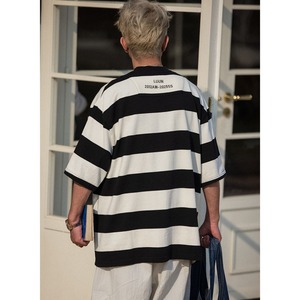 Bold border drop shoulder tee 0878