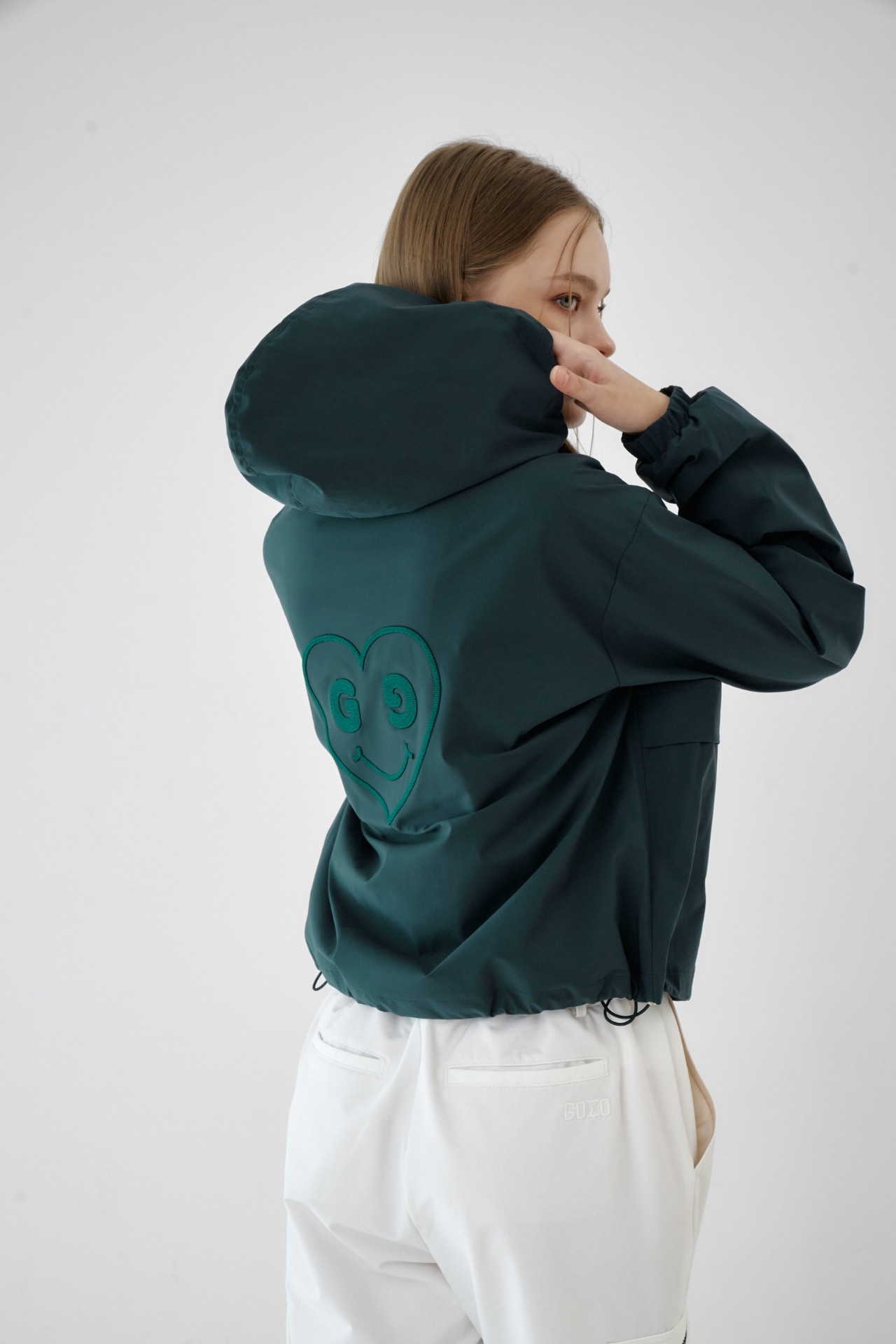 GOXO ゴーエックスオー スマイルハートフード付きウインドブレーカー グリーン