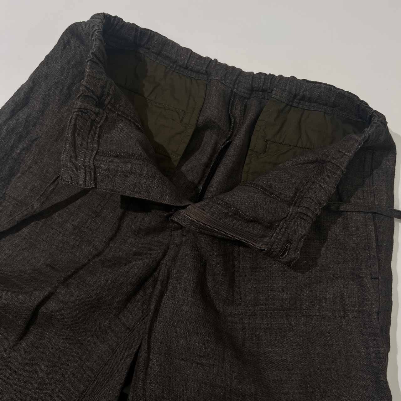 Mademoiselle NON NON マドモアゼルノンノン リネン100% イージーパンツ S/ブラウン/ベイカーパンツ