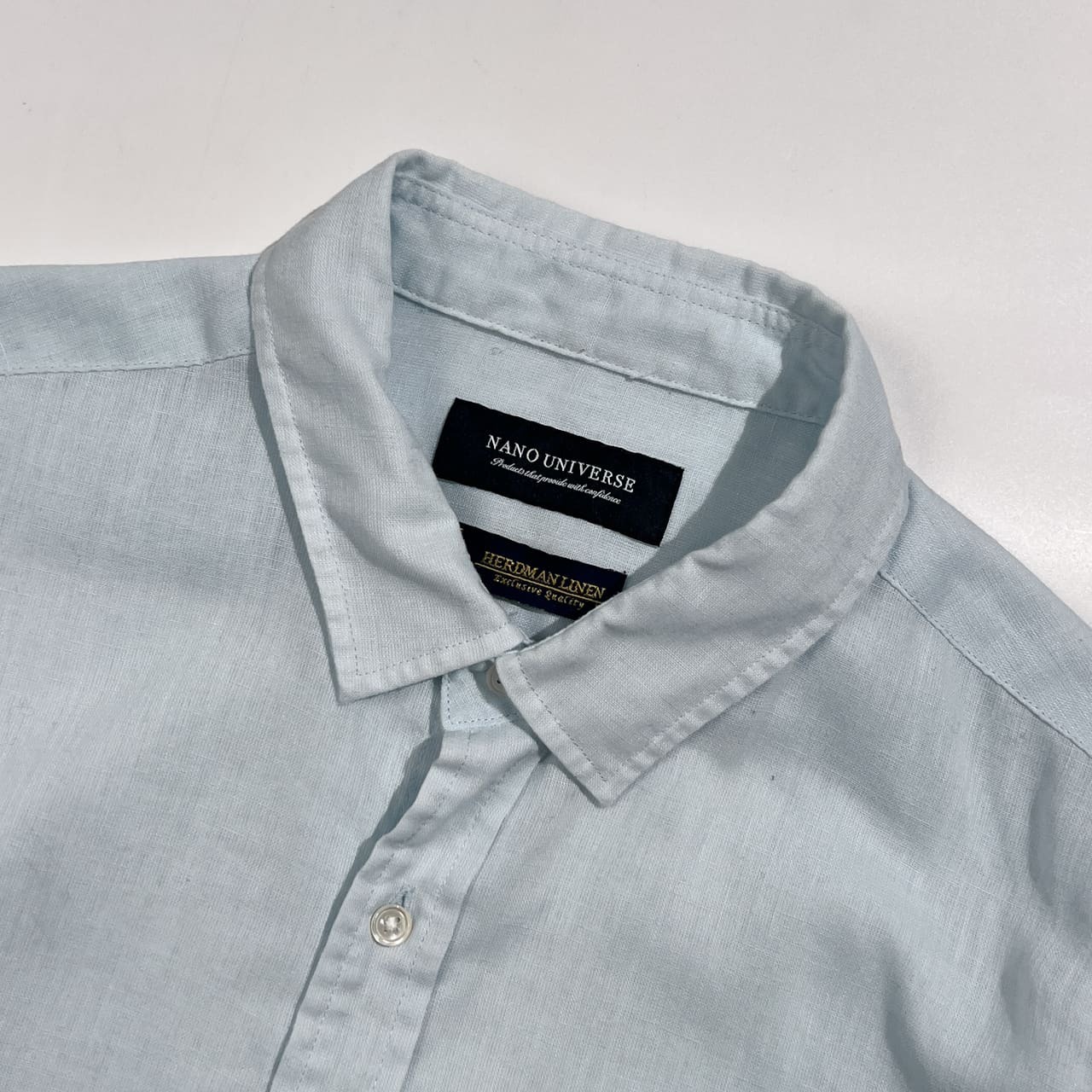 リネン混 nano universe ナノユニバース HERDMAN LINEN 長袖シャツ サイズ L/ライトブルー系 メンズ  カジュアル