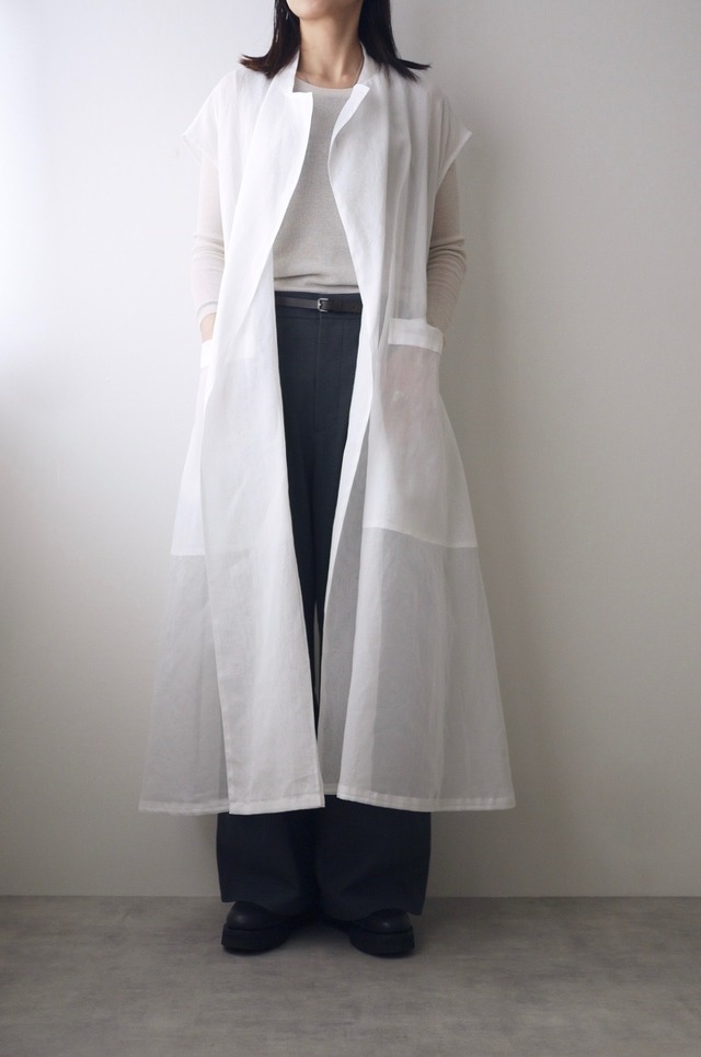 TENNE HANDCRAFTED MODERN / organza long vest（ WHITE ）
