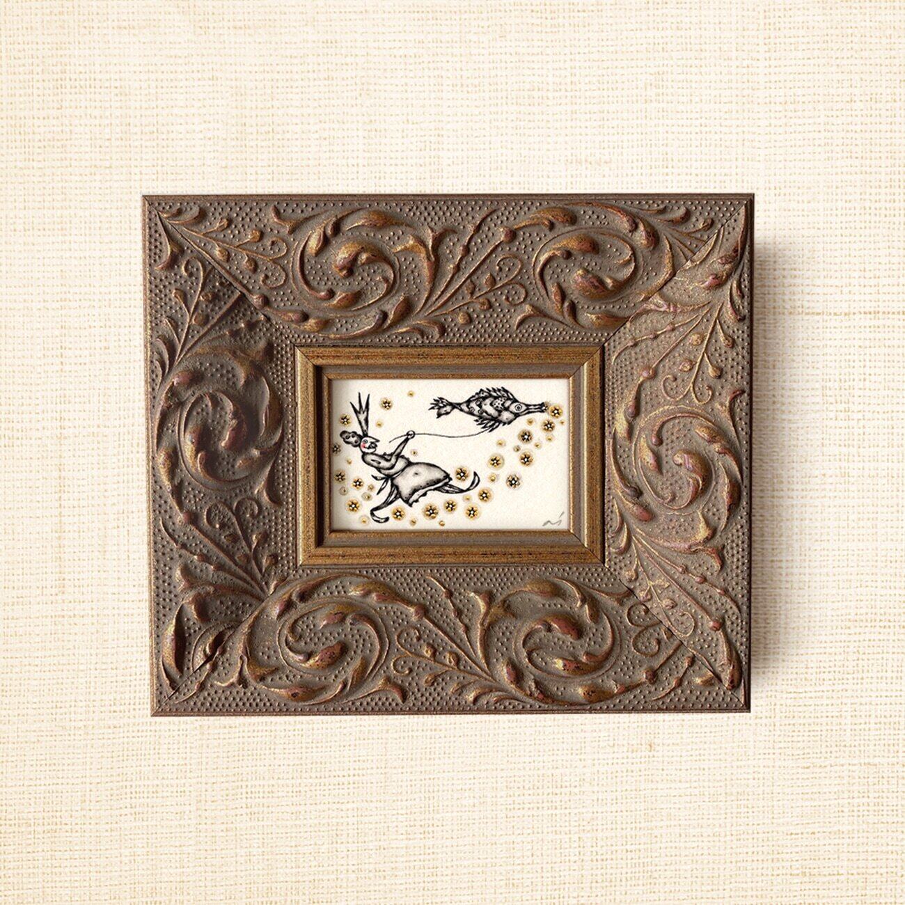 ミニ額縁 原画【 そこは、きらめく道となる 】mini size ver. 他額縁・zoom-out・サイド画像