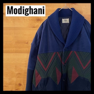 【Modigliani】ジャケット ブルゾン 切替 ウール ベロア レトロ 古着