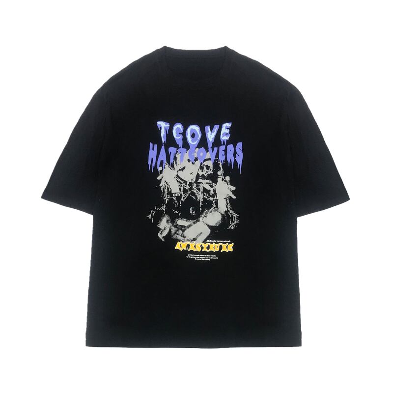 送料無料】KOREA サマーダークプリントルーズTシャツ レディース
