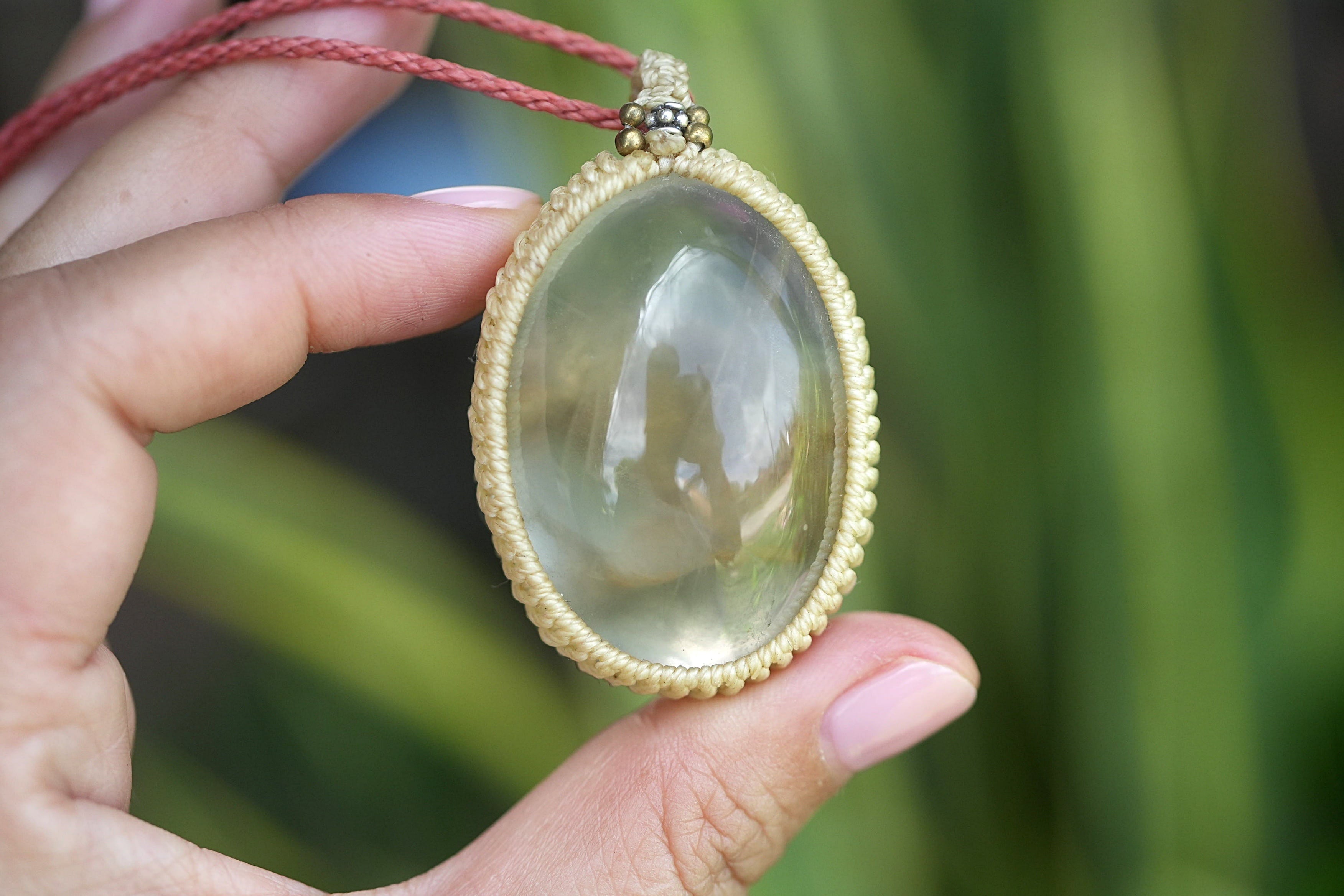 大粒★幻想の誘惑★ガーデンクォーツ マクラメネックレス2087