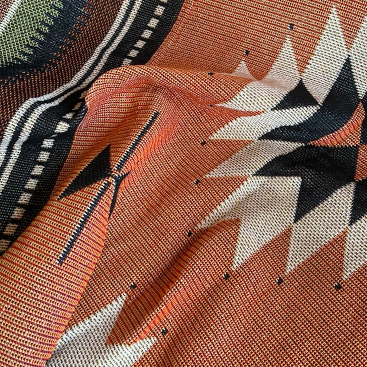 TOPANGA Homefurnishing Tribal throwket　トライバルスローケット　130×180cm　M　グリーン　オレンジ　ソファカバー　ベッドカバー　ブランケット　カーテン