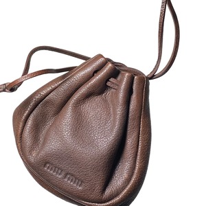 archive MIU MIU brown leather mini pouch