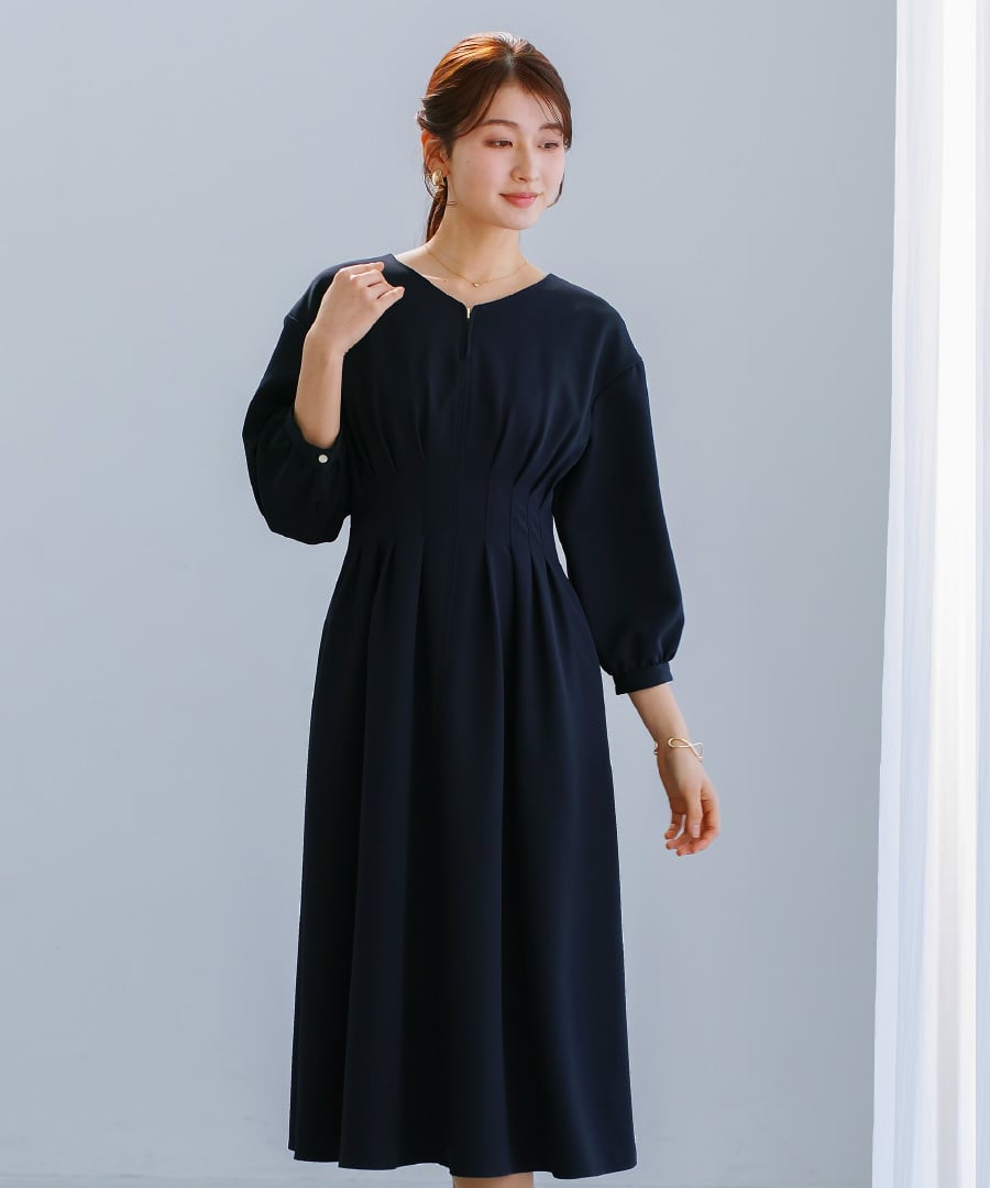 多機能すぎるワンピース】ダブルピケクロス・タックデザインフレア