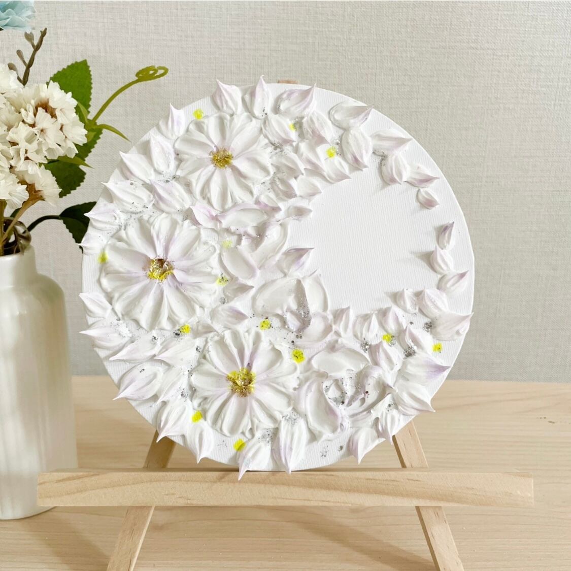 「花鏡の波紋」25㎝【初回限定価格】花のテクスチャーアート　玄関インテリア 花鏡の波紋」25㎝【初回限定価格】花のテクスチャーアート 玄関