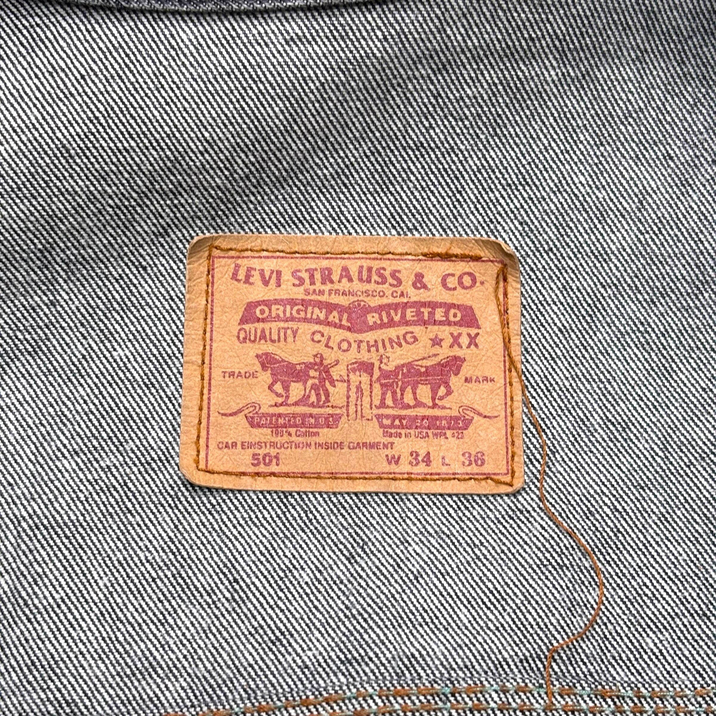 90s Levi's 70507 type Yarn Dyed Black Denim Jacket Made in USA 90