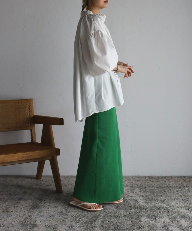 バルーンスリーブシャーリングブラウス