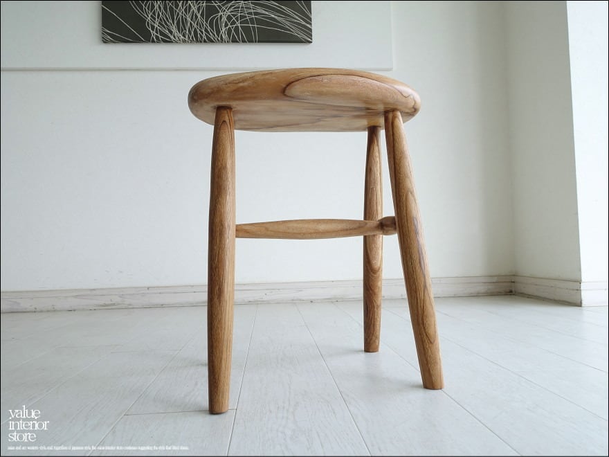 チーク無垢材 スツールbeans / N001 椅子 イス ナチュラル カフェチェア 無垢材スツール ナチュラル 手作り家具