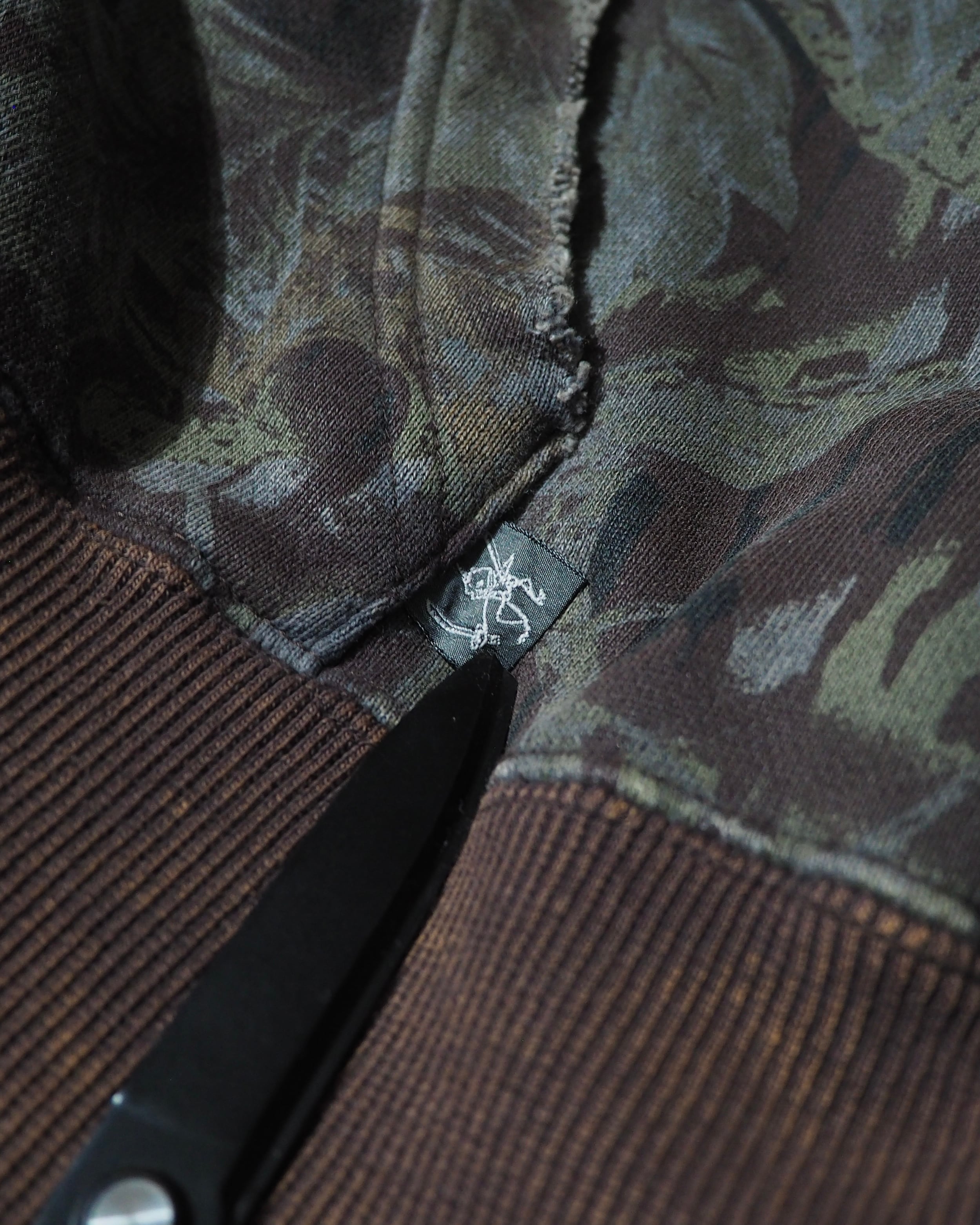 2002s " PPFM - Archive " Beautiful Aging Camouflage × Two stars Embroidery Full zip Parker ピーピーエフエム アーカイブ 星刺繍 パーカー