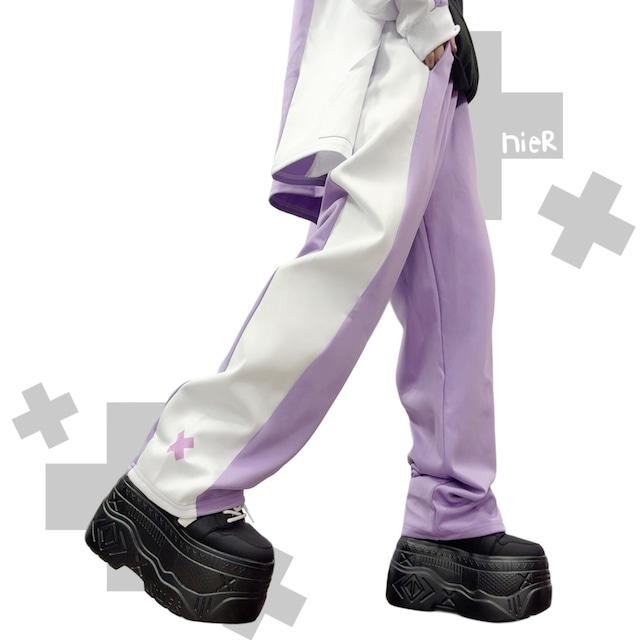 PASTEL BICOLOR TRACK PANTS【PURPLE×WHITE】