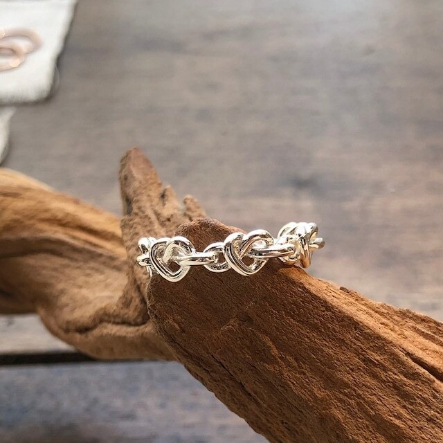 【B品】S925チェンリング ハート指輪 ring