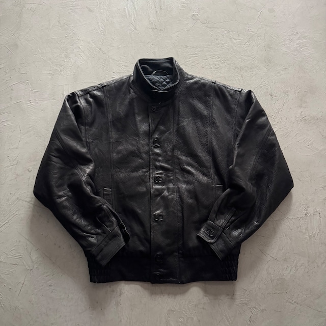 90's Stand Collar Leather Jacket