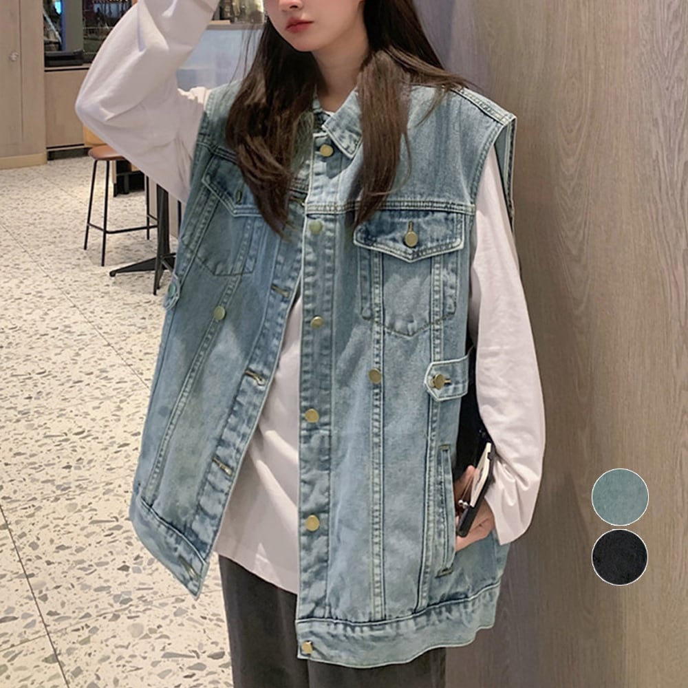 デニムベスト ジレ 重ね着 デニム チョッキ トップス アウター