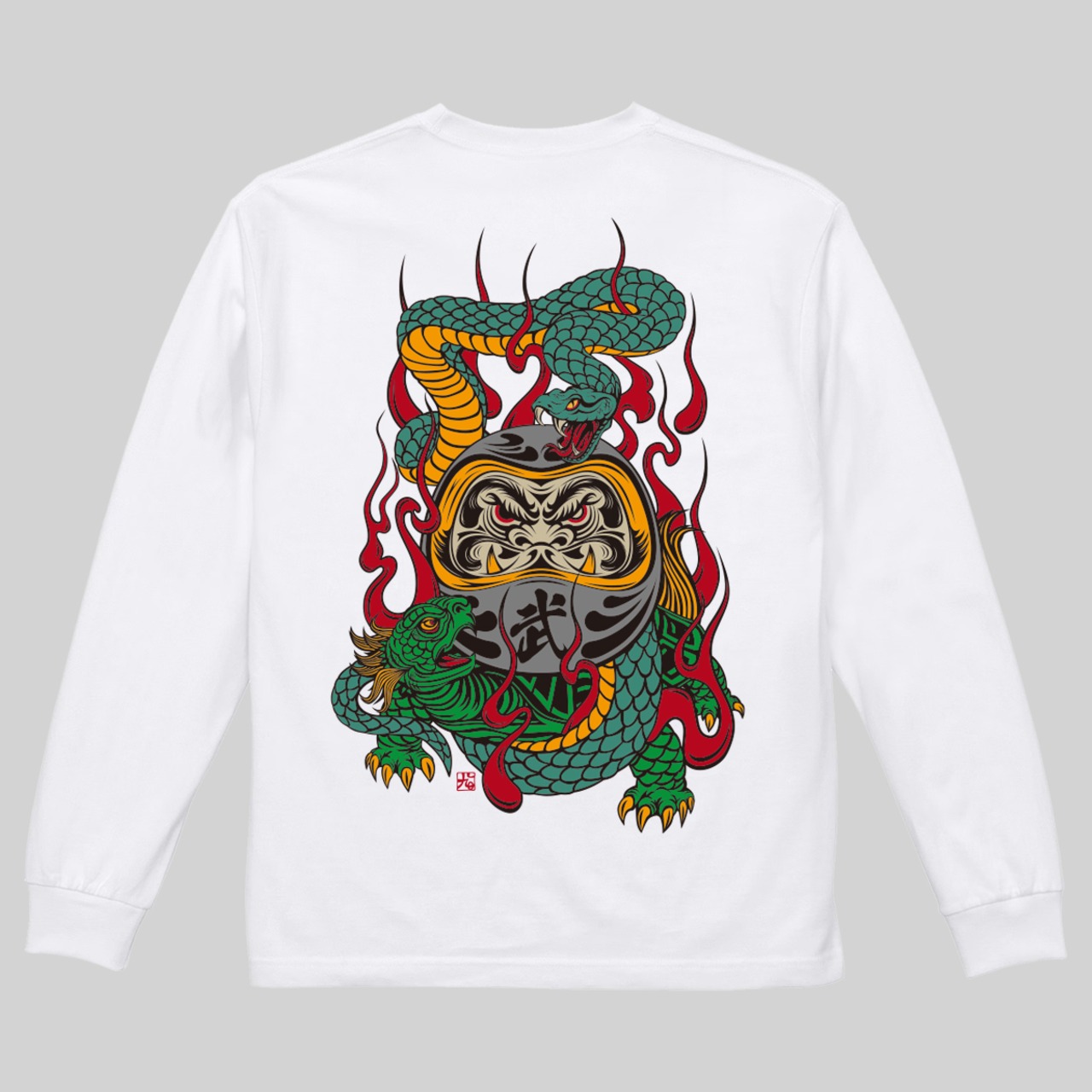 玄武達磨  L/S T-Shirt(White)