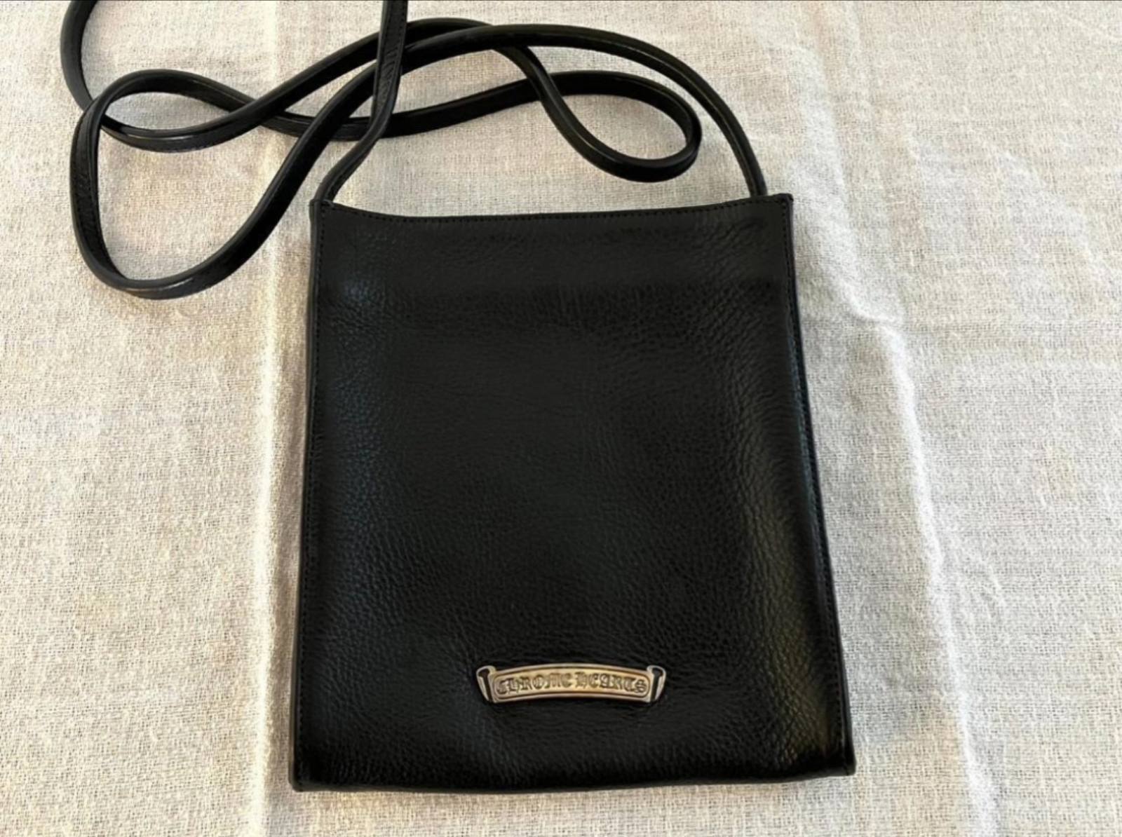 CHROME HEARTS クロムハーツ スクエアポケット スモール CHクロス レザー ショルダーバッグ