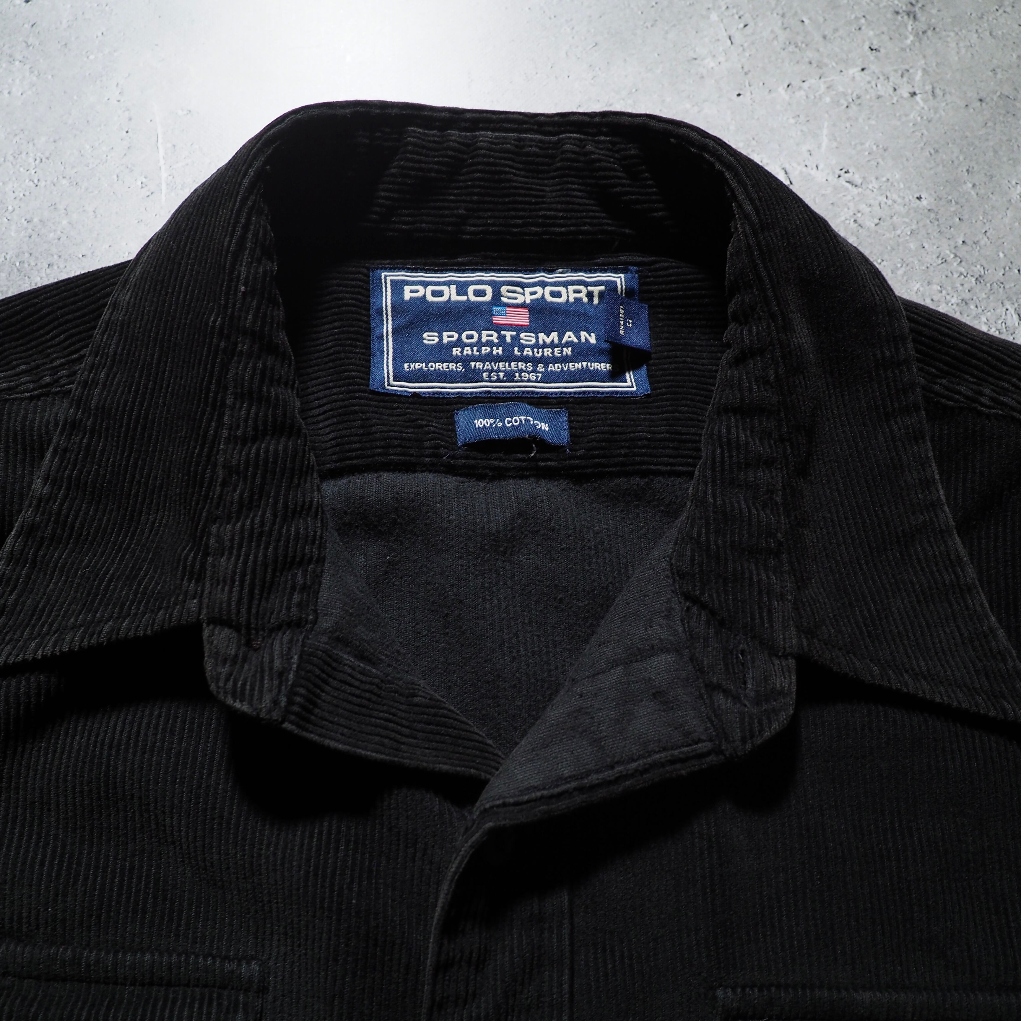 1990s ” POLO SPORTS RALPH LAUREN ” vintage loose Black corduroy shirt