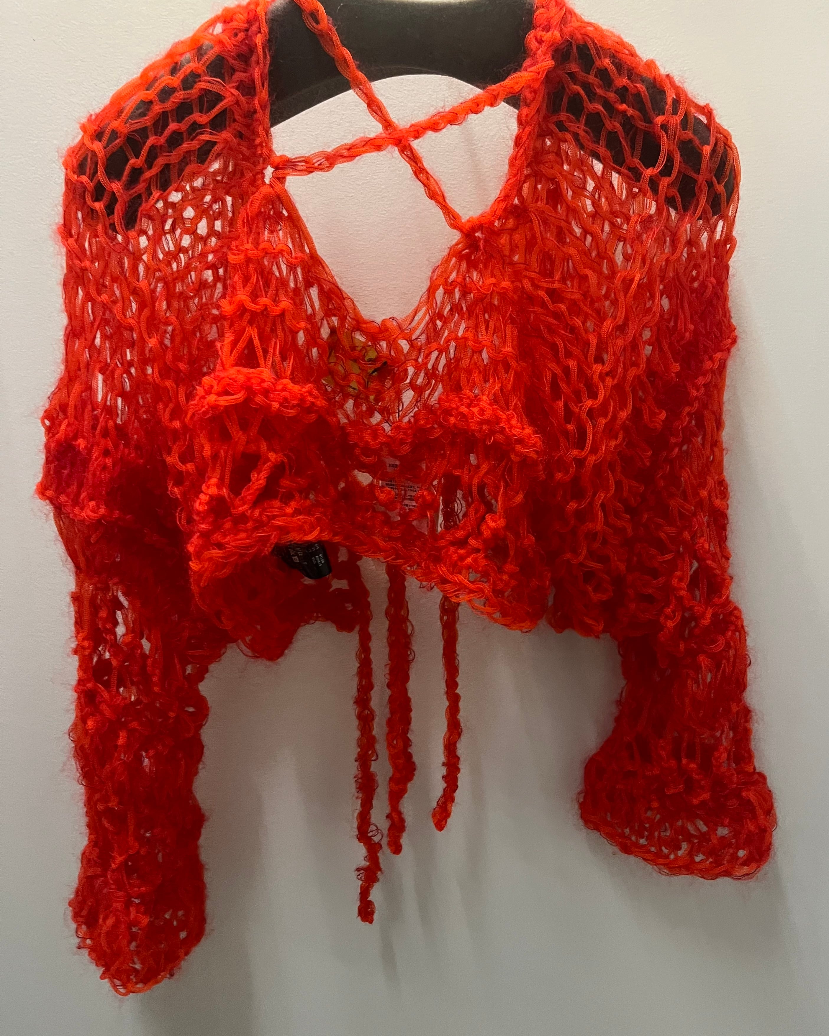 ODAKHA】 red flower hand knit bolero | idealclasse
