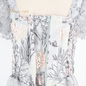 パーティドレス ワンピース ドレス グレイ系 シルバー系 Da Vistosa ドニャヴィストーサ 発表会 演奏会 パーティ 舞台 ラメ スパンコール フリル ダンス かわいい おしゃれ エレガント ウエディング クラシック スタイリッシュ