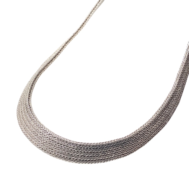 vintage silver five lines herringbone chain necklace