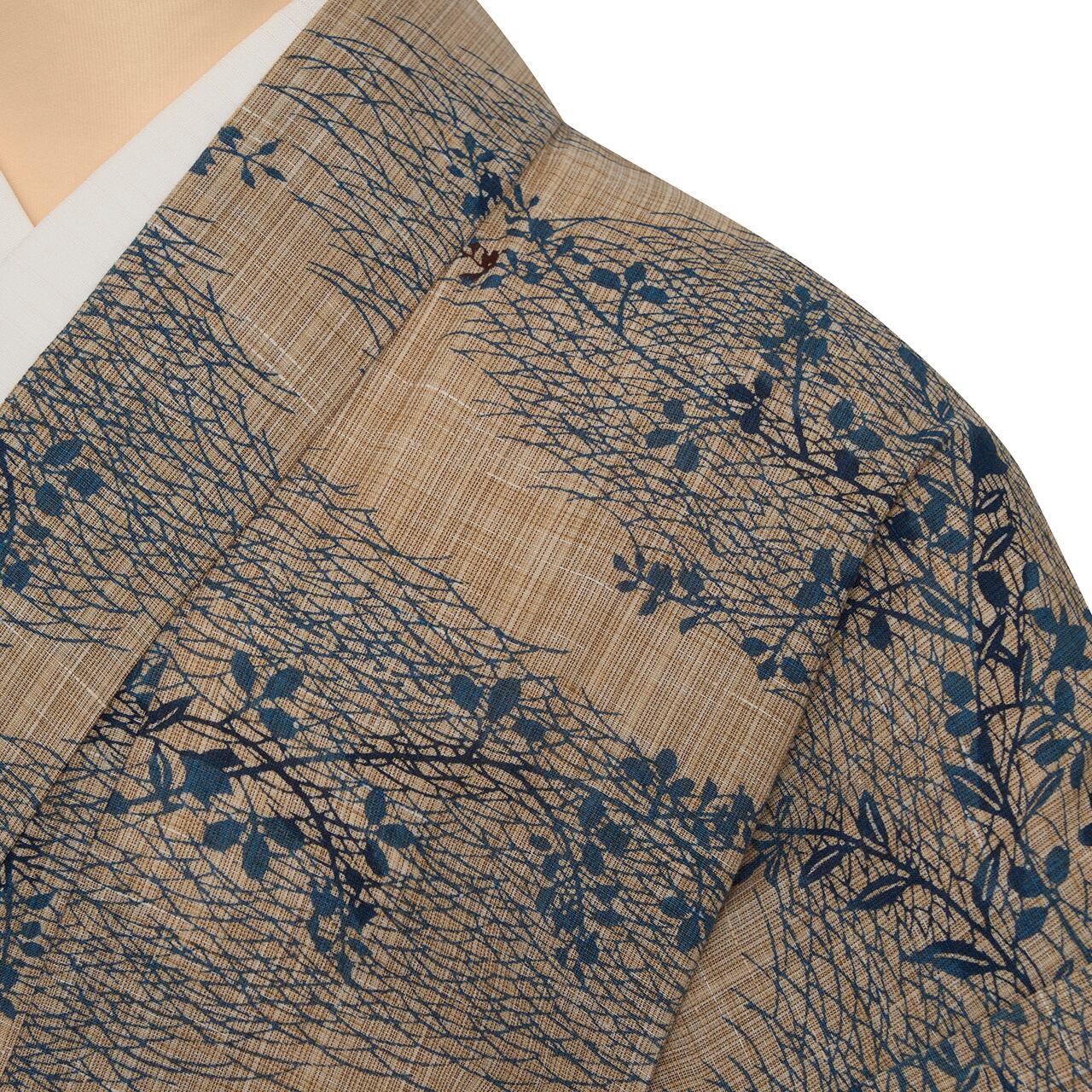 竺仙 芝に桔梗と萩の模様 奥州小紋 浴衣【中古】 | かわの屋