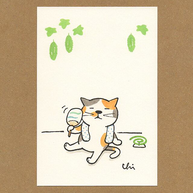 夏ねこポストカード うちわ［NNPC-02］ | necoya