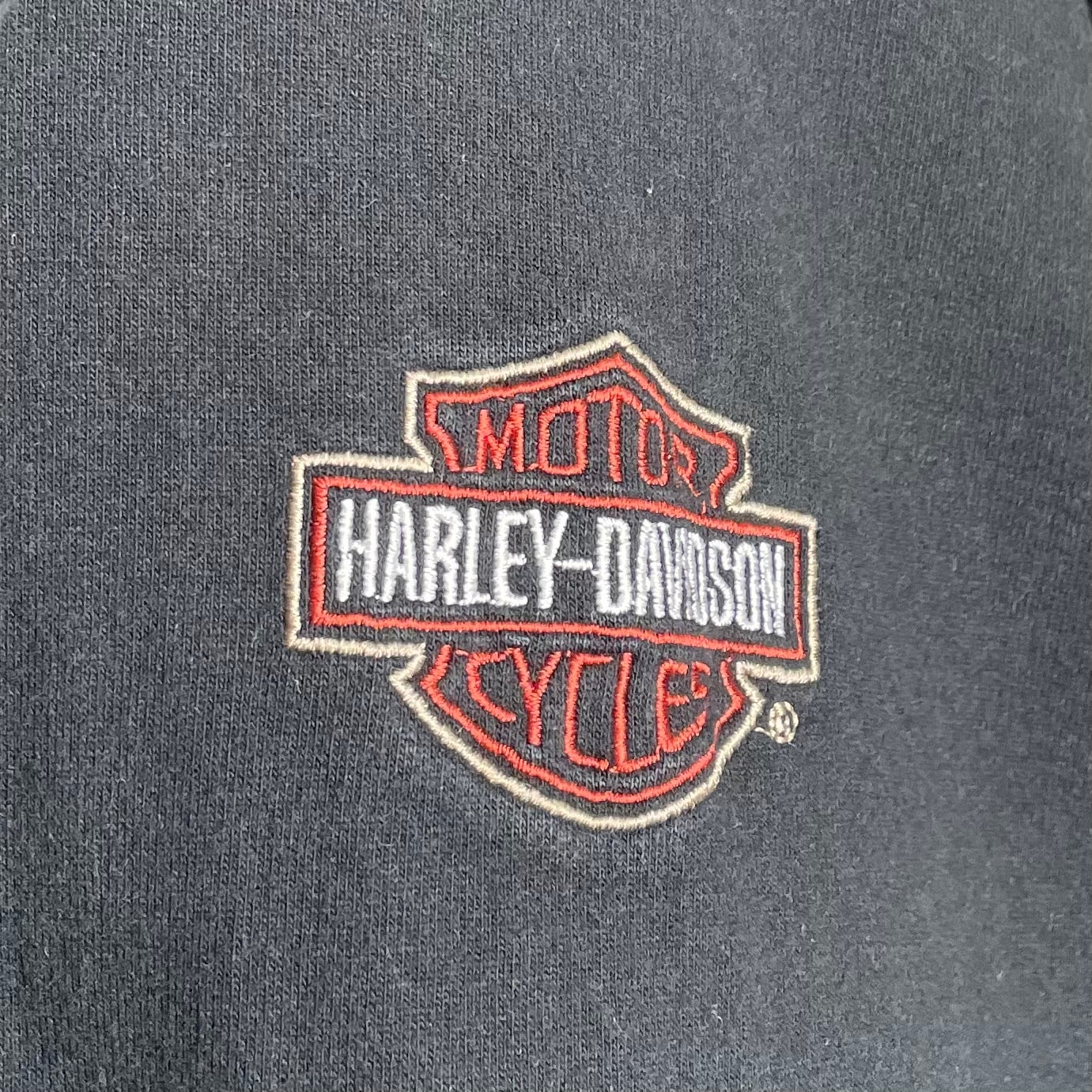 HARLEY-DAVIDSON パーカー XL 厚手 ヘビーコットン フルジップ 刺繍 