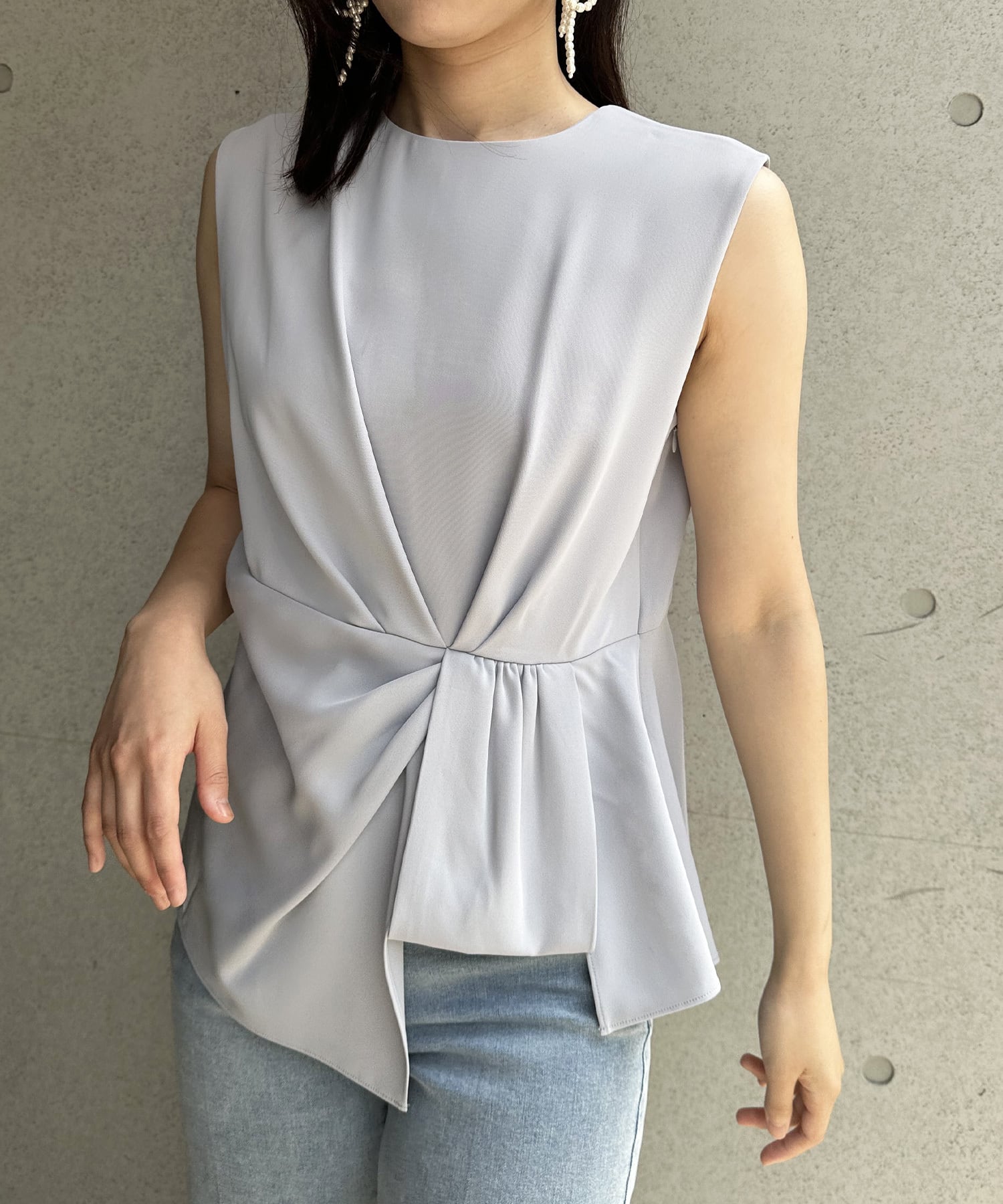 ノースリーブセットアップパンツ B/サックス | troisiemechaco