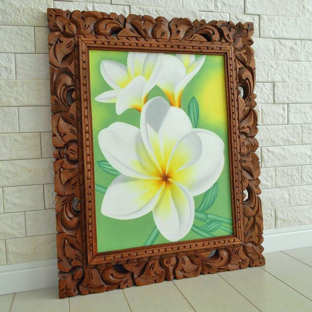 アジアン バリ島 ハワイ ハイビスカス 絵画 木彫り リゾート