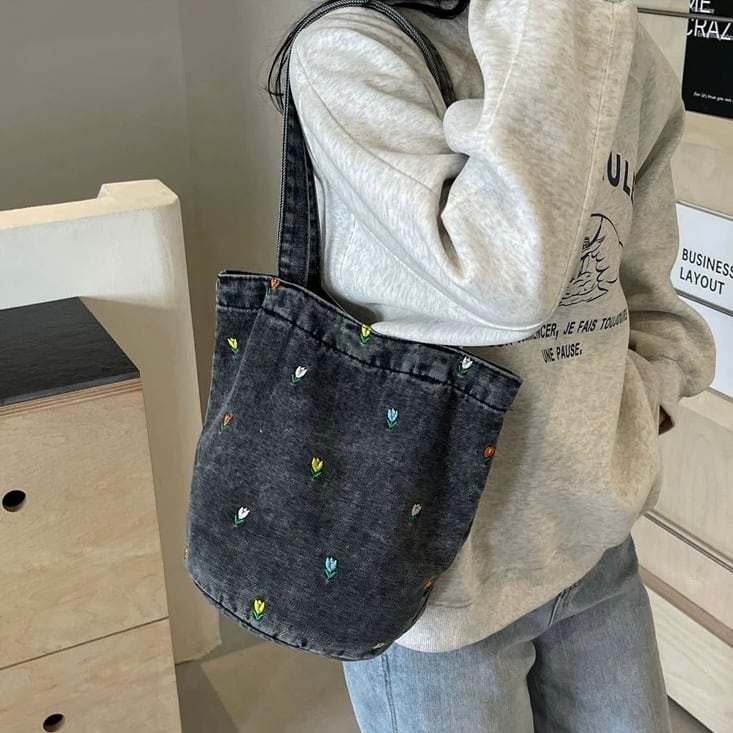予約販売】フラワー刺繍デニムトートバッグ | KISHIKA