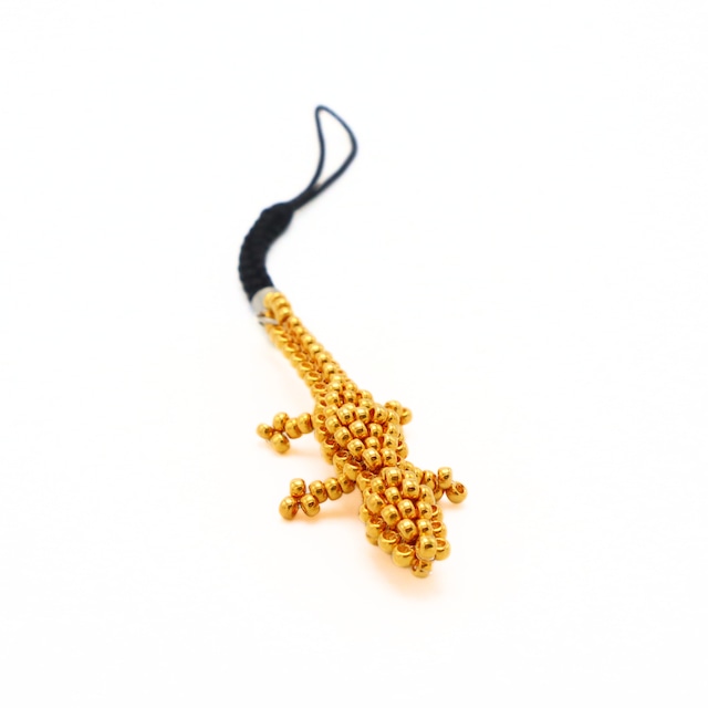 【現地職人直伝】金のヤモリストラップ　※日本製