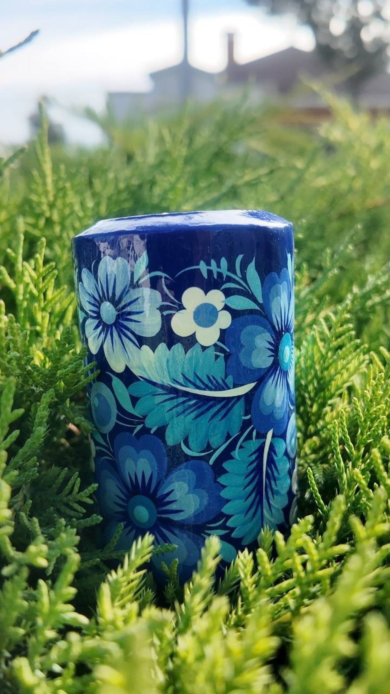 木製キャンドルホルダー　青（ティモシェンコ作） - 3